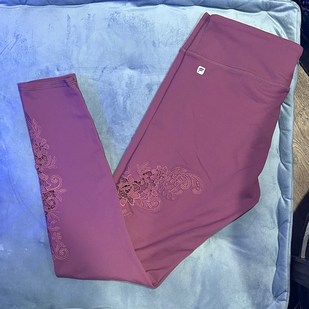 Blush fabletics Leggings with Floral Embroidery